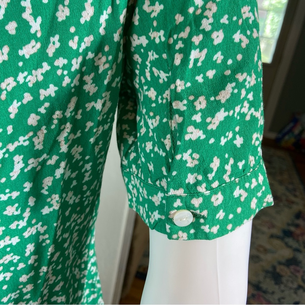 Seraphine Maternity Green White Floral Ditsy Midi Babydoll Tie Dress Size 6 - Picture 12 of 13